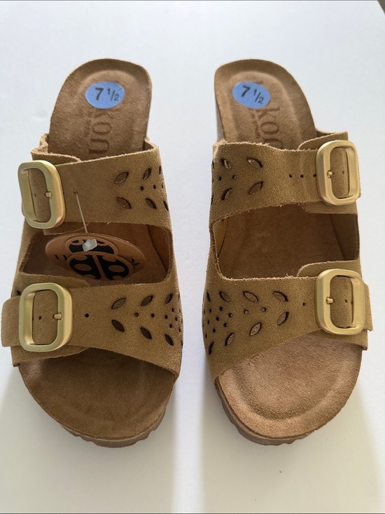 yokono Shoes - Women’s Adjustable Double-Buckle Slide Sandals - Tan - Size 7.5